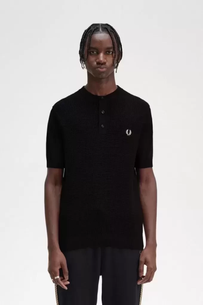 Chemise Henley à point gaufré pour homme