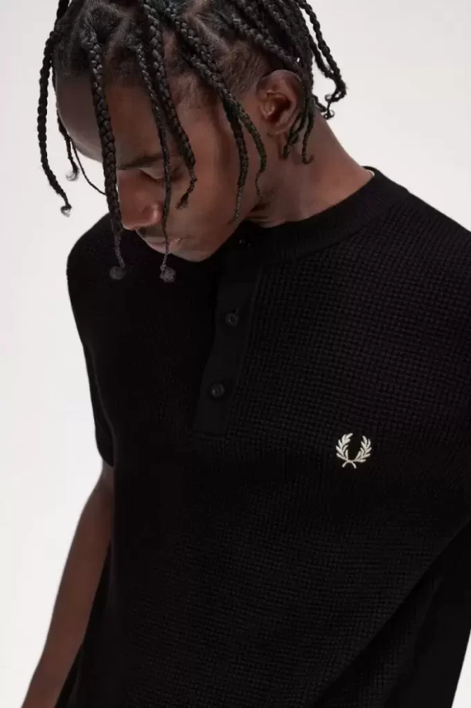 Chemise Henley à point gaufré pour homme