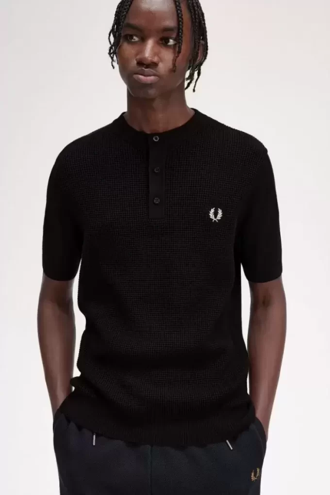 Chemise Henley à point gaufré pour homme