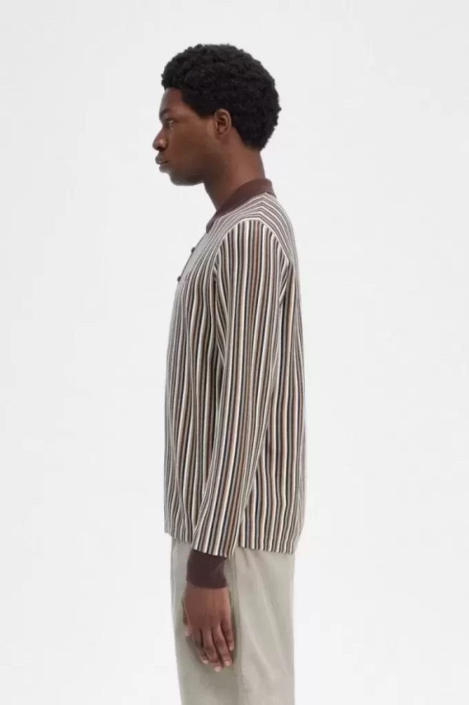 Chemise homme en maille à fines rayures