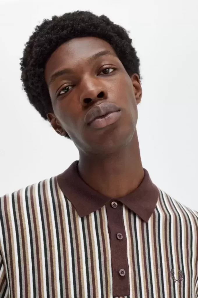 Chemise homme en maille à fines rayures