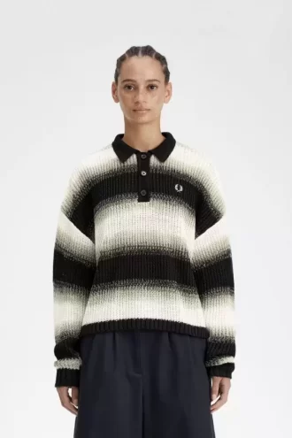 Chemise rayée en maille ajourée pour femme