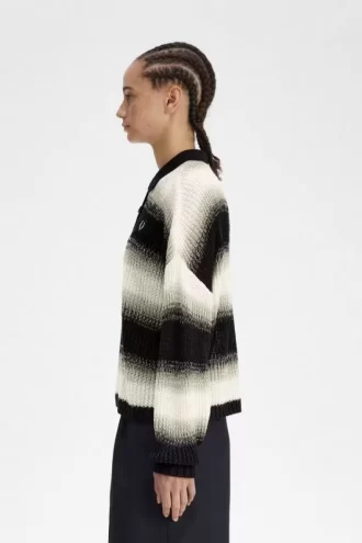 Chemise rayée en maille ajourée pour femme