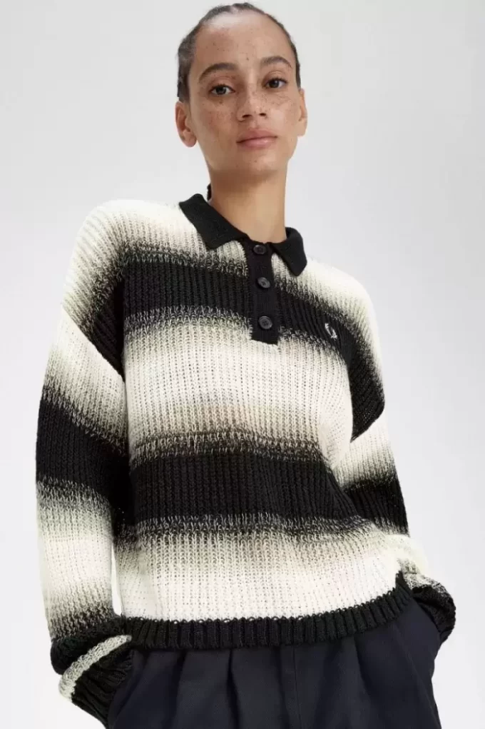 Chemise rayée en maille ajourée pour femme