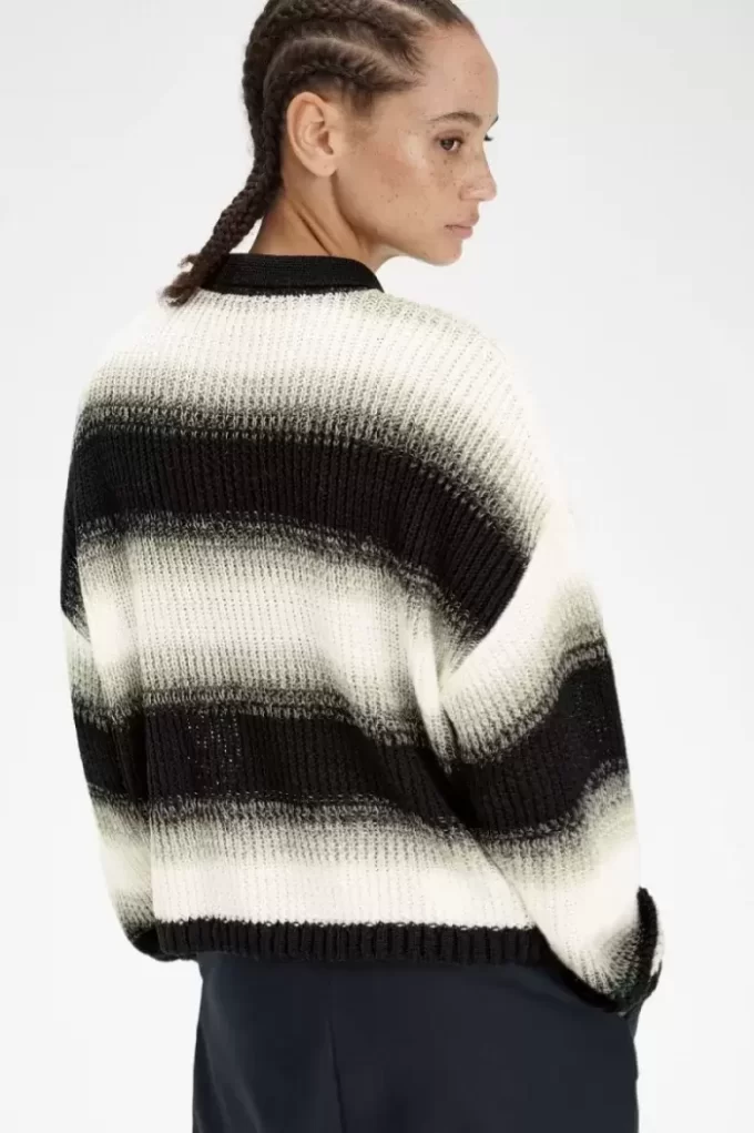 Chemise rayée en maille ajourée pour femme