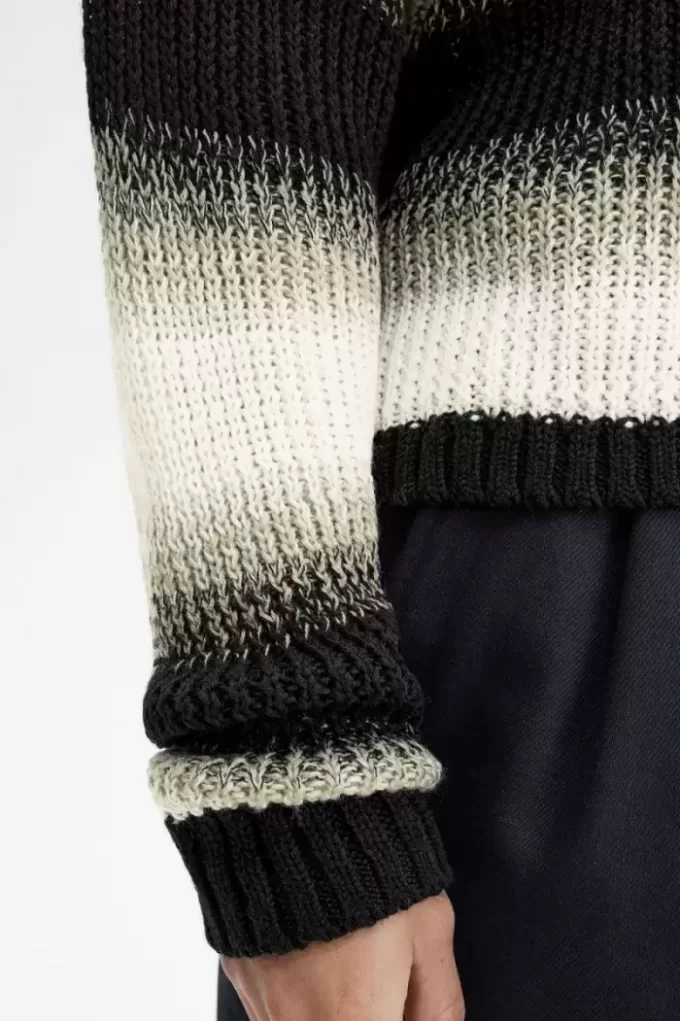 Chemise rayée en maille ajourée pour femme