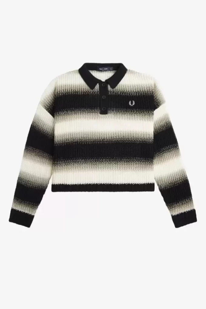 Chemise rayée en maille ajourée pour femme