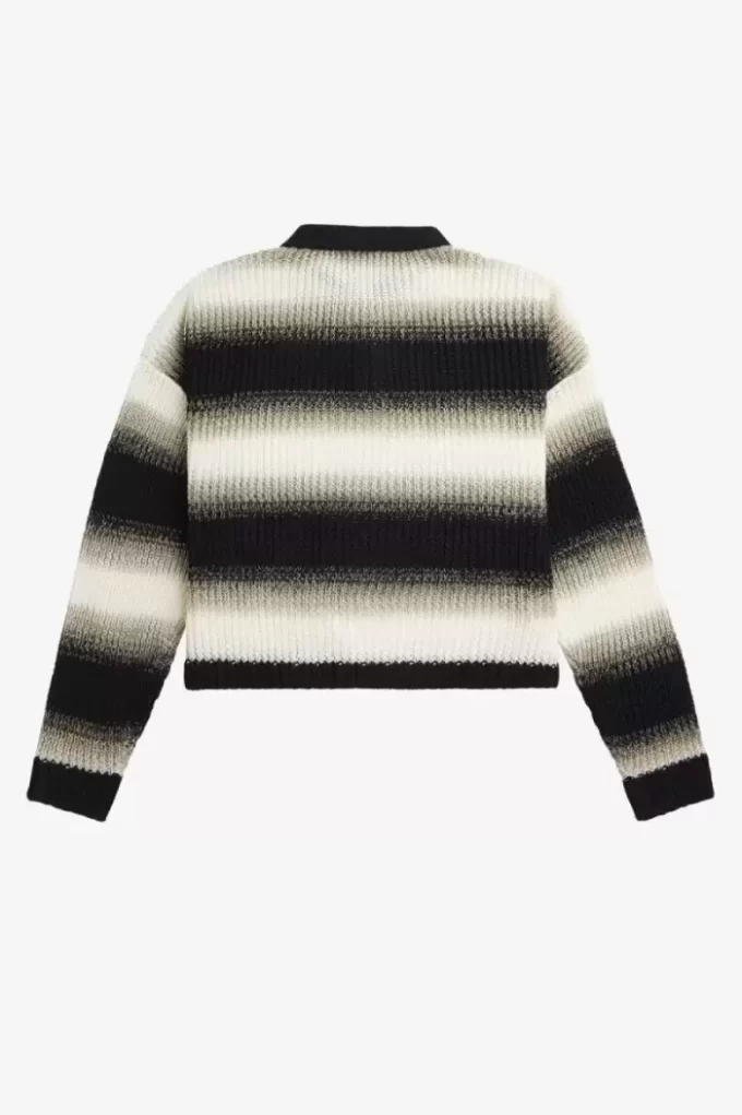 Chemise rayée en maille ajourée pour femme