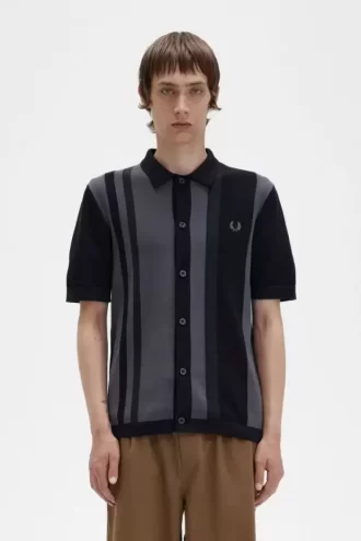 Chemise rayée en tricot pour homme