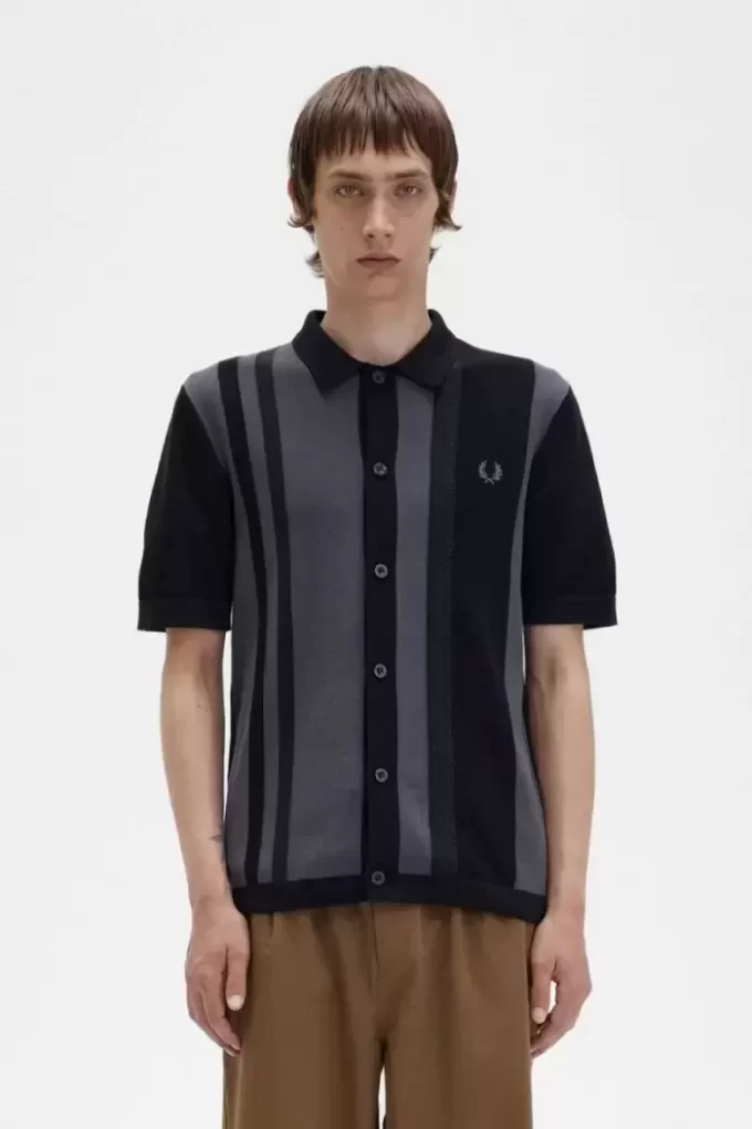 Chemise rayée en tricot pour homme