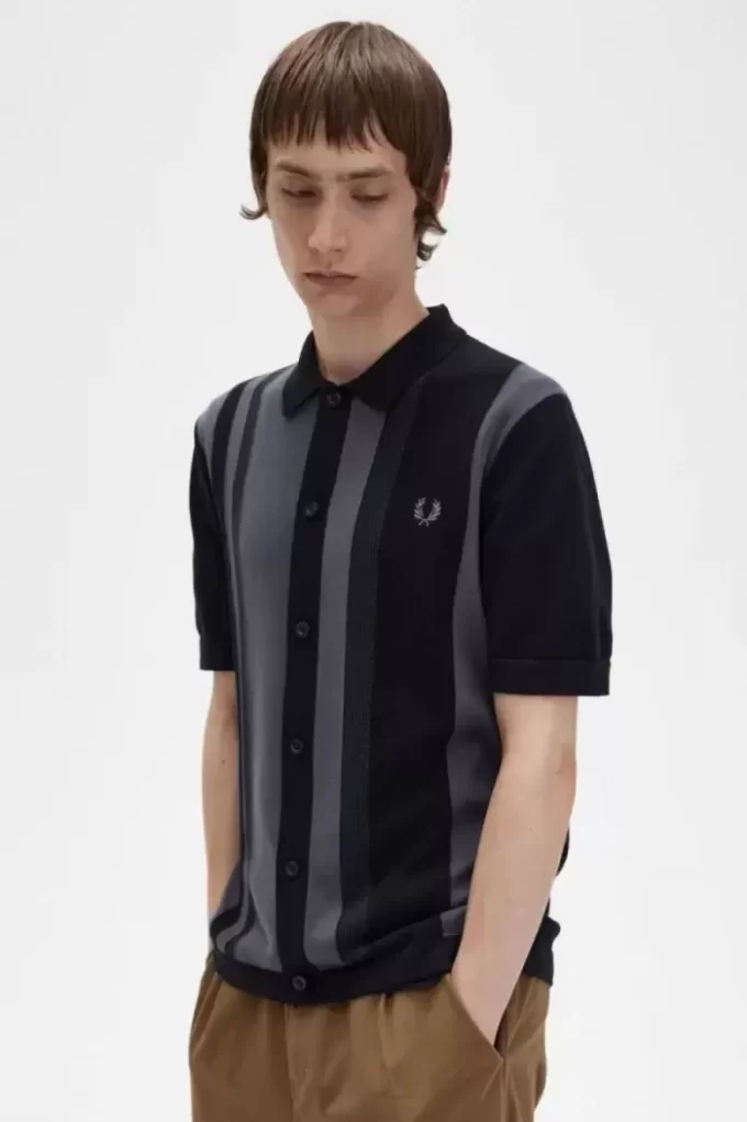 Chemise rayée en tricot pour homme