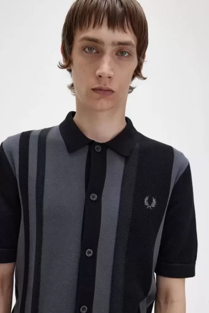 Chemise rayée en tricot pour homme