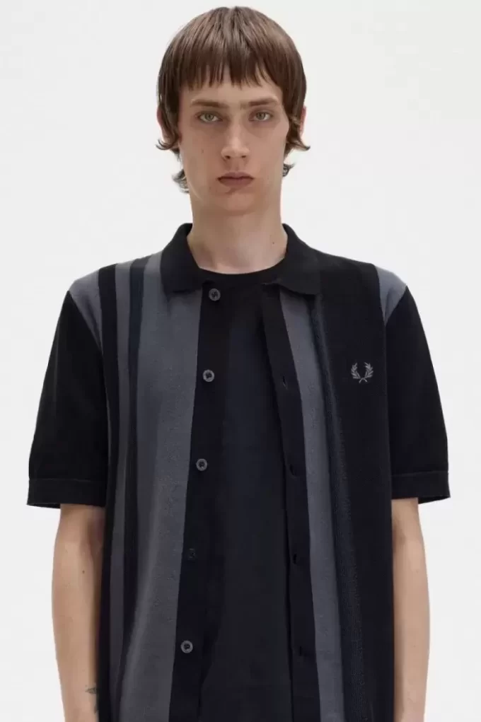 Chemise rayée en tricot pour homme