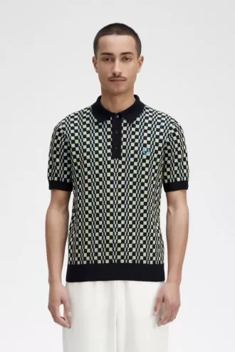 Chemise tricotée à damier Glitch pour homme