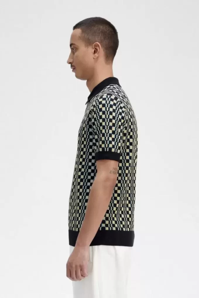 Chemise tricotée à damier Glitch pour homme