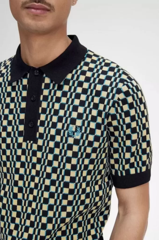 Chemise tricotée à damier Glitch pour homme