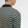 Chemise tricotée à damier Glitch pour homme