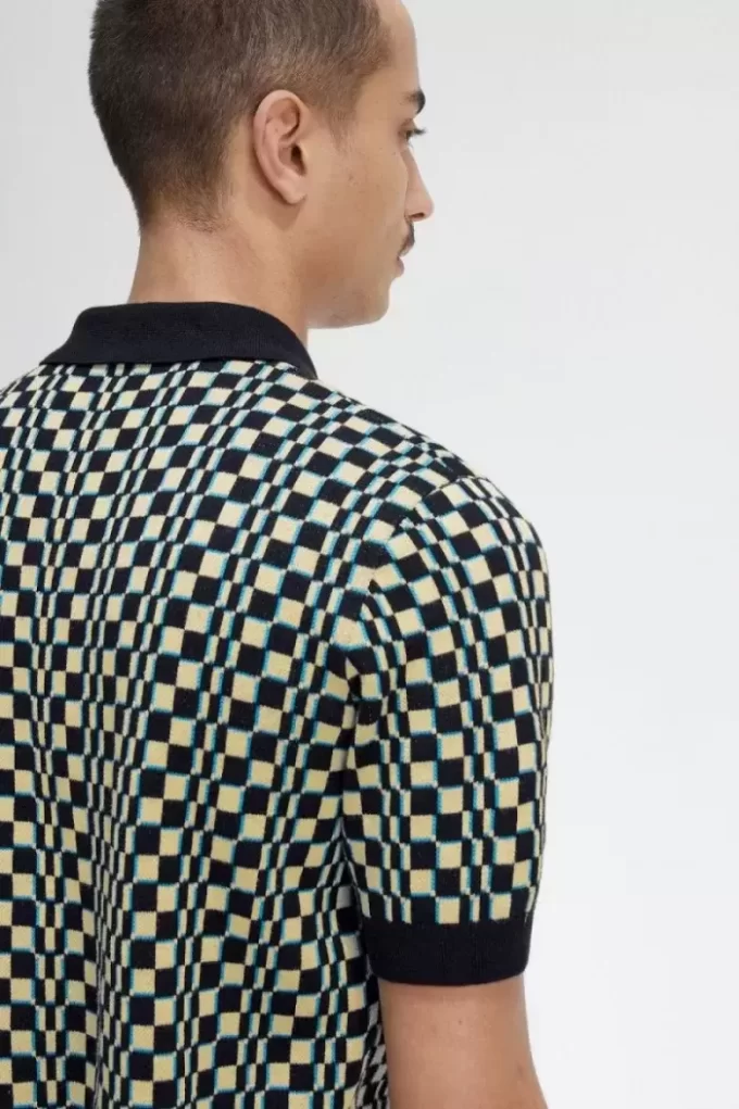 Chemise tricotée à damier Glitch pour homme
