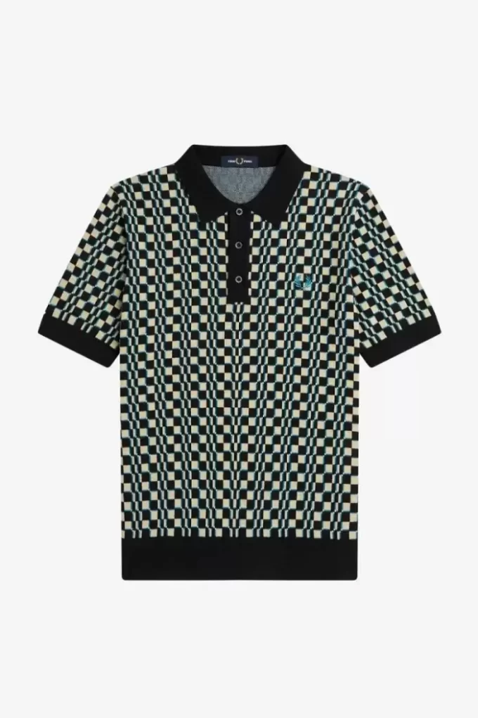 Chemise tricotée à damier Glitch pour homme