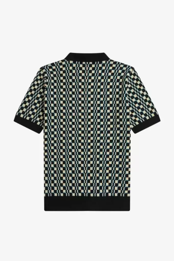 Chemise tricotée à damier Glitch pour homme