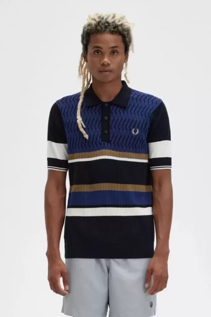 Chemise tricotée à empiècements Argyle pour homme