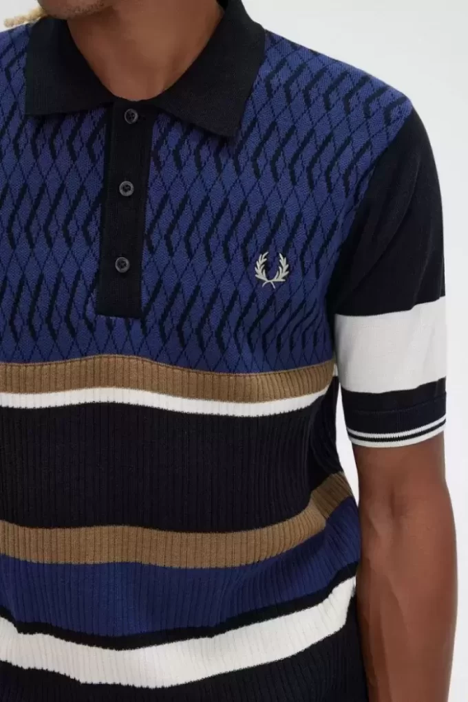 Chemise tricotée à empiècements Argyle pour homme