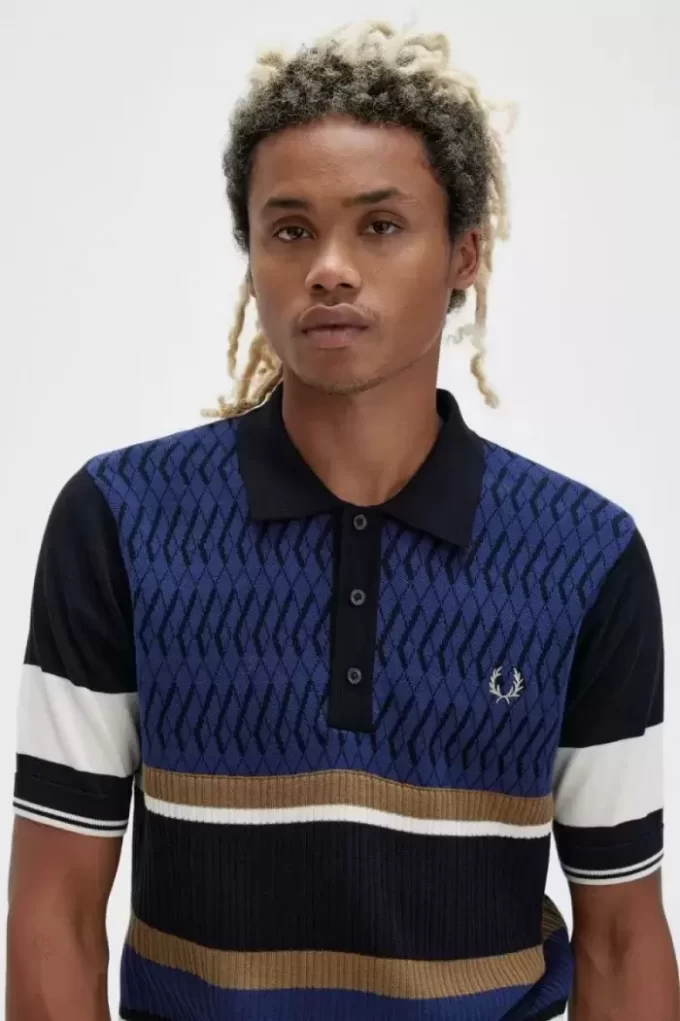 Chemise tricotée à empiècements Argyle pour homme