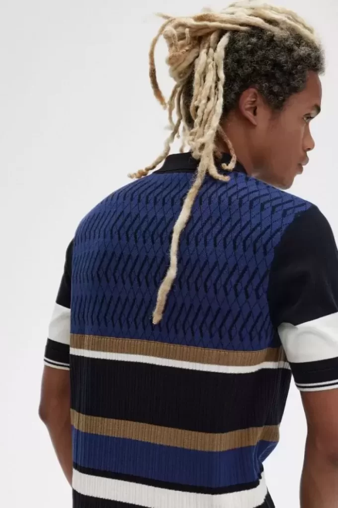 Chemise tricotée à empiècements Argyle pour homme