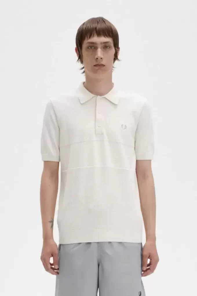 Chemise tricotée à empiècements ton sur ton pour homme