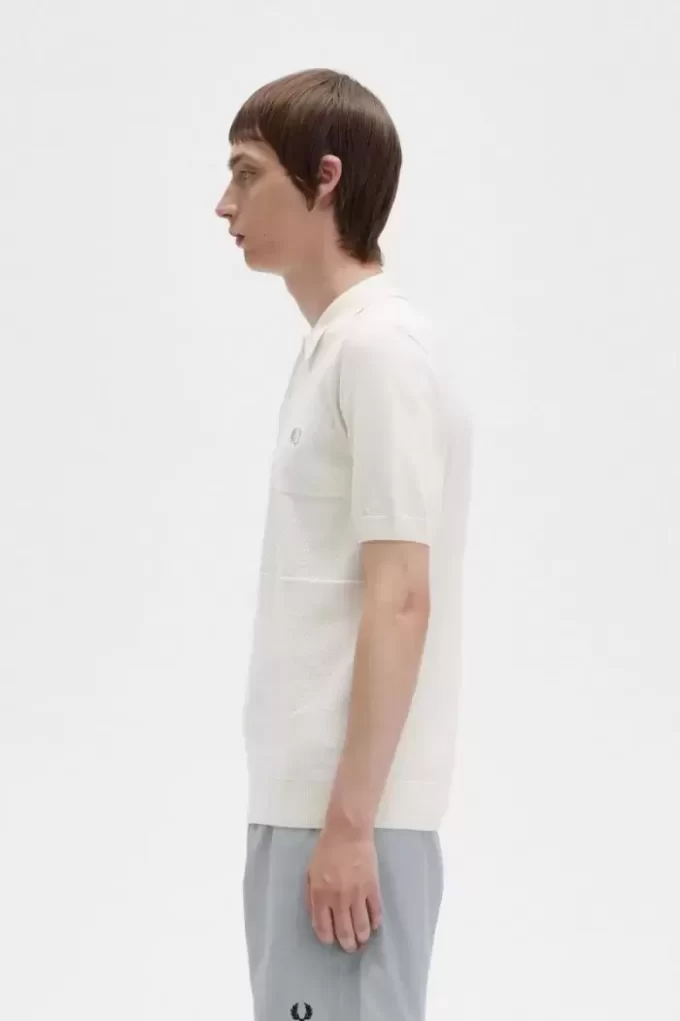 Chemise tricotée à empiècements ton sur ton pour homme
