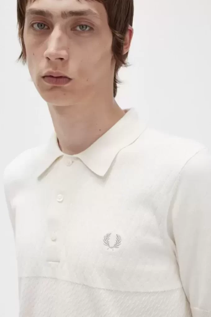 Chemise tricotée à empiècements ton sur ton pour homme