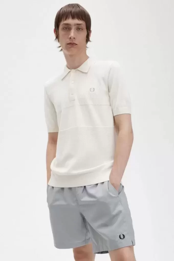 Chemise tricotée à empiècements ton sur ton pour homme