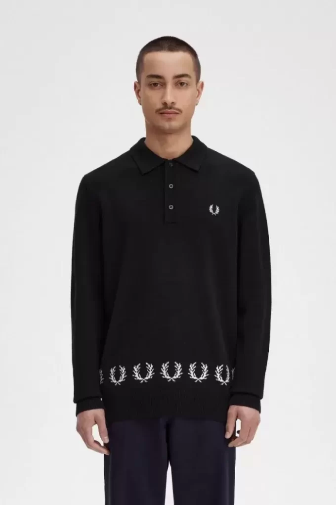 Chemise tricotée pour homme avec bordure en couronne de laurier