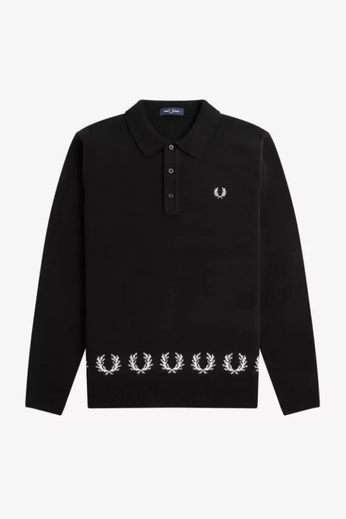Chemise tricotée pour homme avec bordure en couronne de laurier