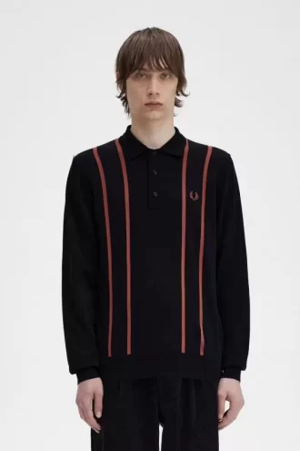 Chemise tricotée à rayures verticales pour homme