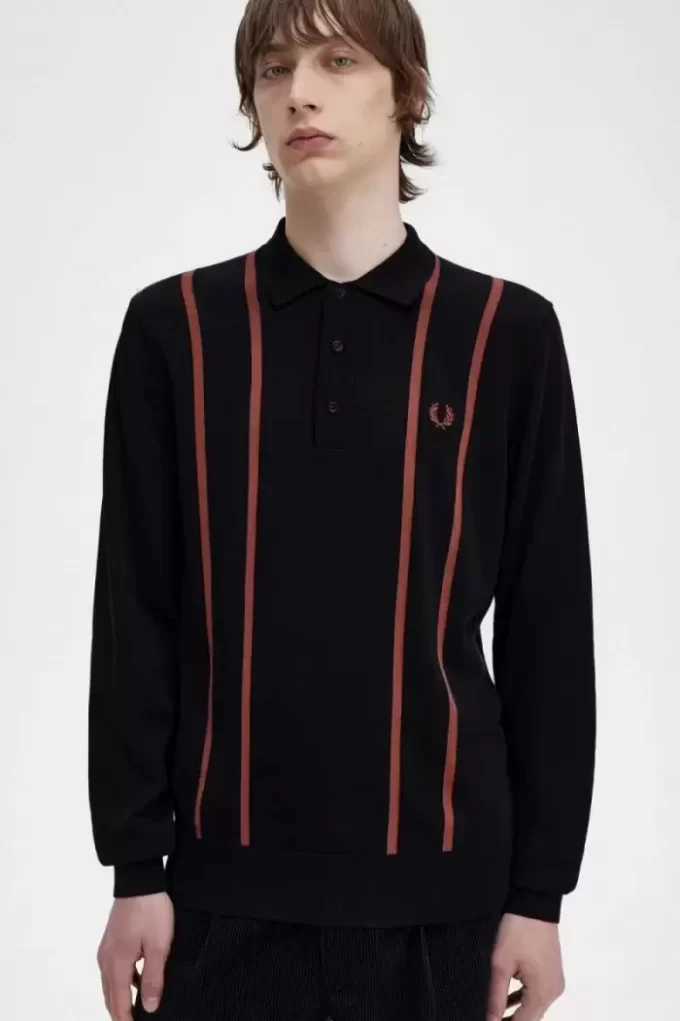 Chemise tricotée à rayures verticales pour homme