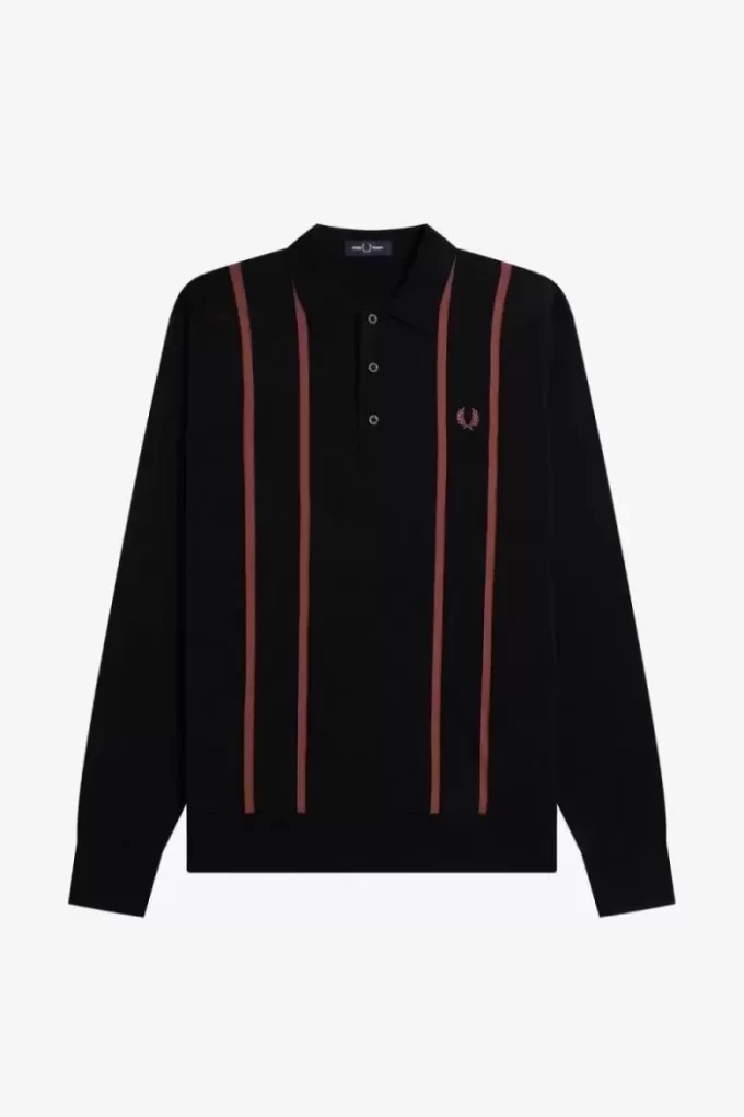 Chemise tricotée à rayures verticales pour homme