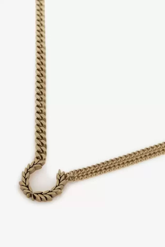 Collier double chaîne couronne de laurier bijoux pour femme