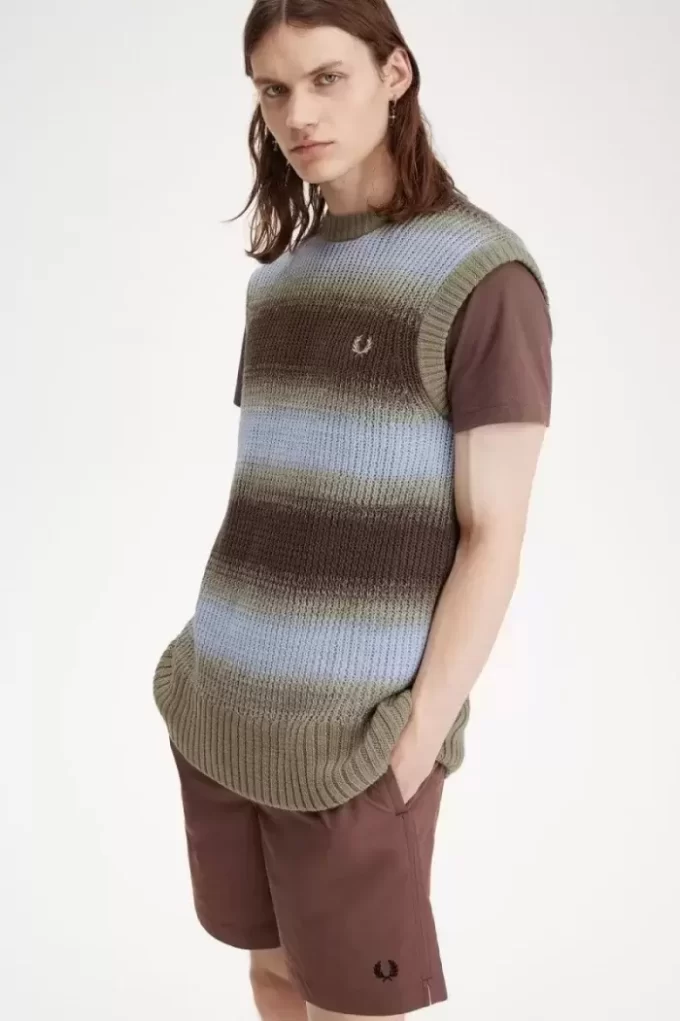 Débardeurs rayés en maille ajourée pour homme