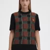 Débardeurs tricotés à motif tartan pour femme