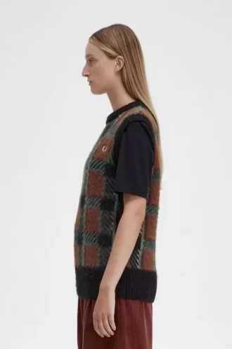 Débardeurs tricotés à motif tartan pour femme