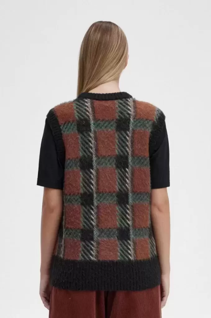 Débardeurs tricotés à motif tartan pour femme