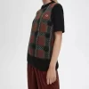 Débardeurs tricotés à motif tartan pour femme