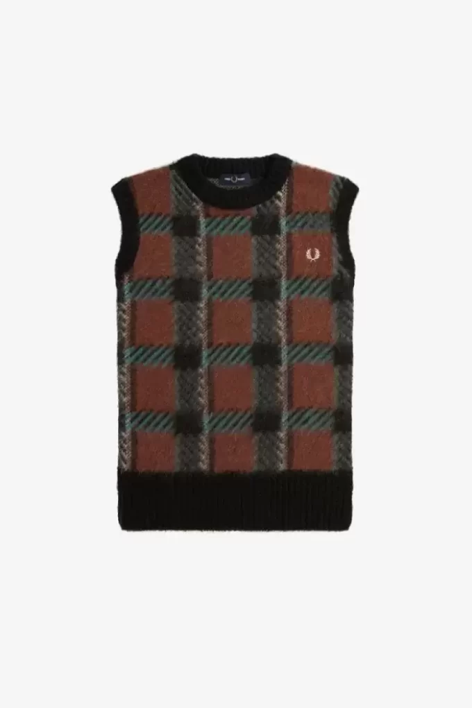 Débardeurs tricotés à motif tartan pour femme