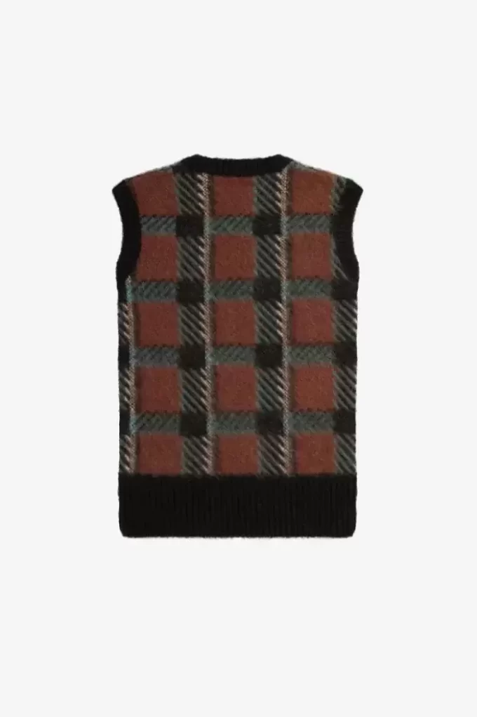 Débardeurs tricotés à motif tartan pour femme