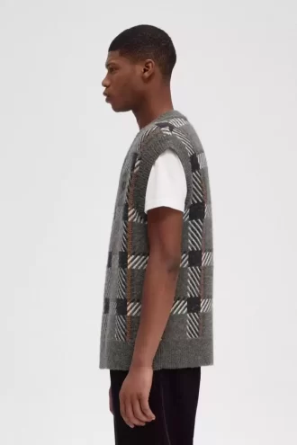 Débardeurs tricotés à motif tartan pour homme