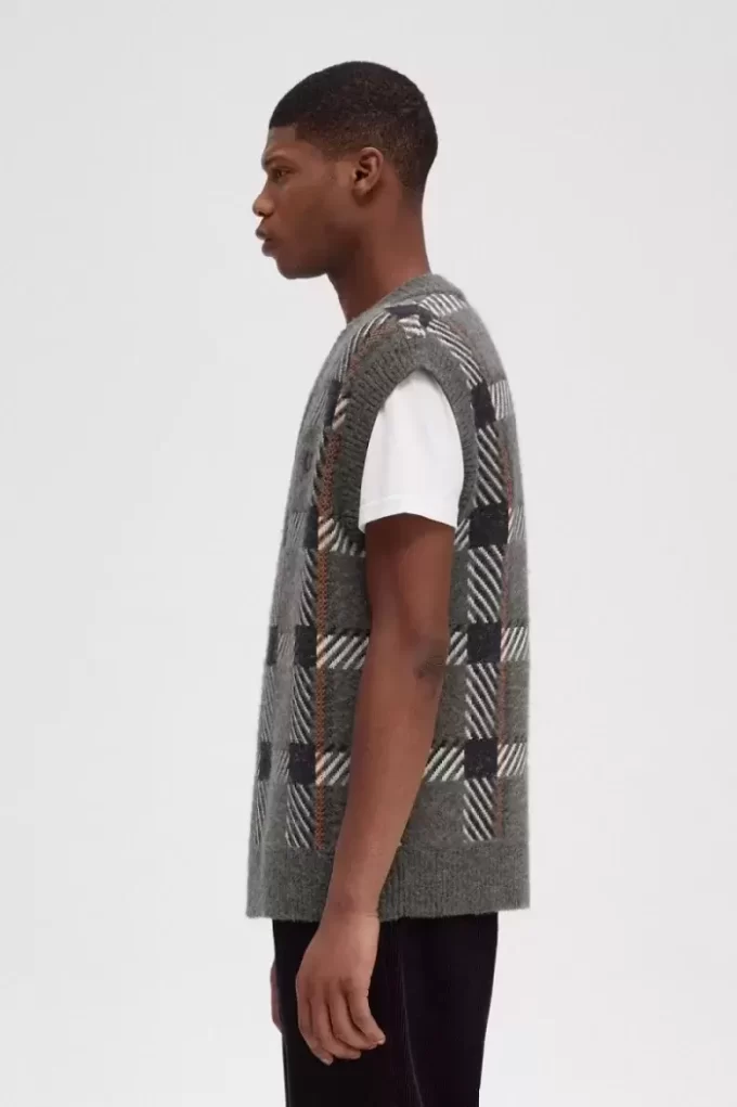 Débardeurs tricotés à motif tartan pour homme