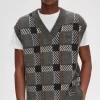 Débardeurs tricotés à motif tartan pour homme