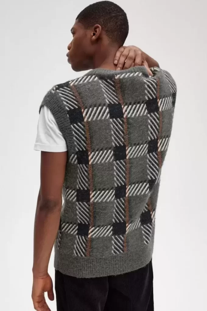 Débardeurs tricotés à motif tartan pour homme