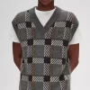 Débardeurs tricotés à motif tartan pour homme